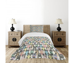 Hipster Cats with Glasses Bedspread Set