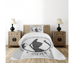 Greyscale Mountain Design Bedspread Set