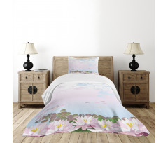 Water Lilies Pattern Bedspread Set