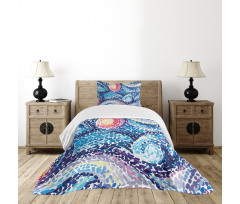 Doodle Wavy Lines Bedspread Set