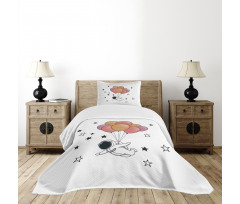 Astronaut with Balloons Bedspread Set