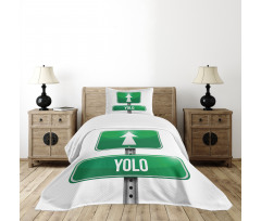 Road Sign Pointing Forward Bedspread Set