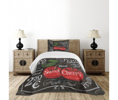 Sketch Style Ripe Cherry Bedspread Set