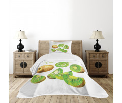 Exotic Vegan Kiwi Pattern Bedspread Set