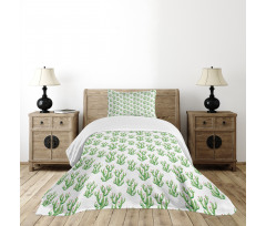 Watercolor Cactus Plant Bedspread Set