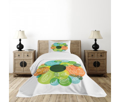 Doodle Vegan Pattern Bedspread Set