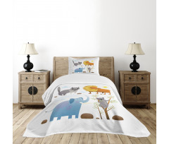 Lion Elephant Raccoon Bedspread Set