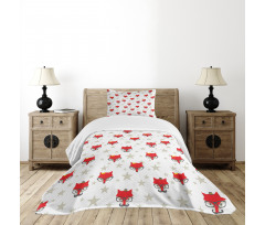 Hipster Foxes Hats Bedspread Set