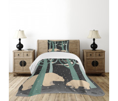 Polar Bear and Cub Bedspread Set