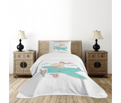 Dinosaur in Plane Bedspread Set