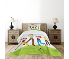 Happy Mom Dad and Kids Bedspread Set