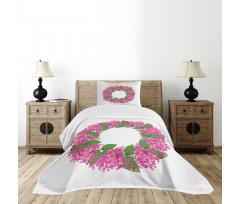 Pink Blossoms Wreath Bedspread Set