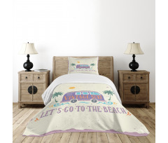 Grunge Beach Words Bedspread Set