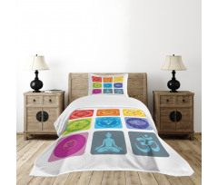 Round Edges Figures Yoga Bedspread Set