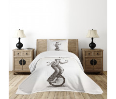 Juggler Clown on Wheel Bedspread Set