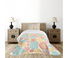 Striped Circles Pastel Bedspread Set