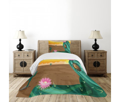 Desert Cactus and Bird Bedspread Set