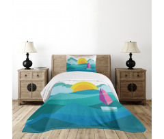 Sunny Sea Sail Ship Bedspread Set