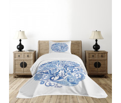 Paisley Circle in Blue Bedspread Set