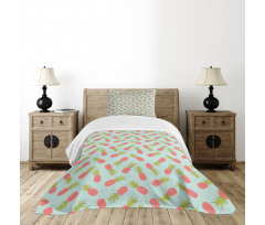 Doodle Style Pineapple Bedspread Set