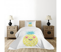 Heart Eyes Pineapple Bedspread Set