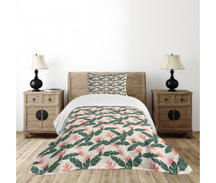 Exotic Flora and Leaves Bedspread Set