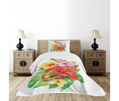 Colorful Hibiscus Blooming Bedspread Set