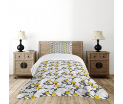 Hand Drawn Blossoms Bedspread Set