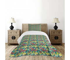 Colorful Bedding Plants Bedspread Set