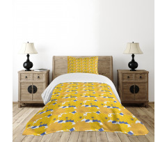 Abstract Blue Foliage Bedspread Set