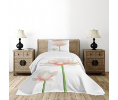 Pastel Blooming Lotus Bedspread Set