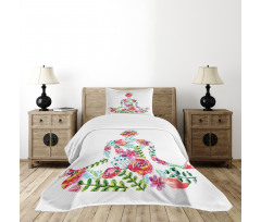 Silhouette with Flowers Bedspread Set