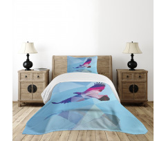 Polygonal Bird Design Bedspread Set