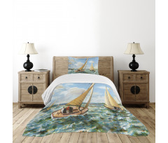 Sailing Wavy Sea Bedspread Set