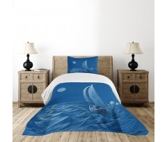 Ship on Ocean Moon Bedspread Set