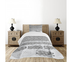 Sketchy Wavy Sea Bedspread Set