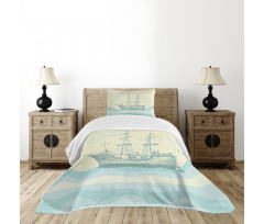 Ship Waves Clouds Bedspread Set