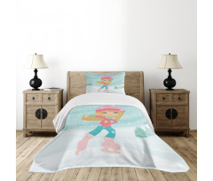 Little Girl Skating Bedspread Set