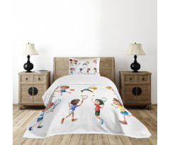 Exercising Children Bedspread Set