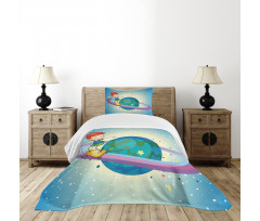 Skating Planet Ring Bedspread Set