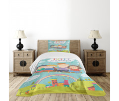 Happy Kids on a Swing Bedspread Set