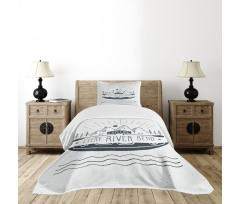 Sketch Style Mountains Bedspread Set