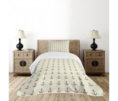 Nautical Pattern Flowers Bedspread Set