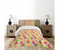 Abstract Colorful Flowers Bedspread Set