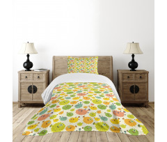 Funny Pufferfish Colorful Bedspread Set