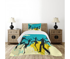 Grunge Silhouette Dancing Bedspread Set