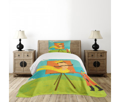 Funny Cartoon Artist Bedspread Set