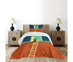 Woman on Ladder Bedspread Set