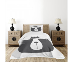 Humorous Bear in Crown Bedspread Set