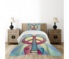 Woodstock Music Theme Bedspread Set